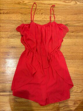 BCBG Generation Orange Boho Flowy Romper (Size S)
